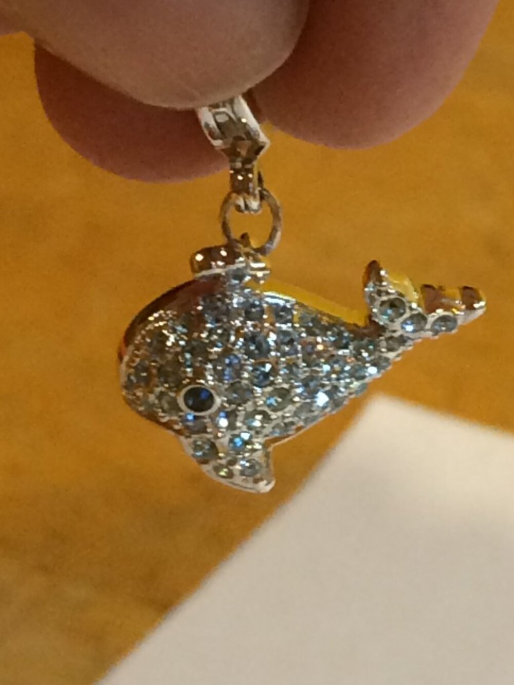 Swarovski Blue Crystal Dolphin Charm Enhancer